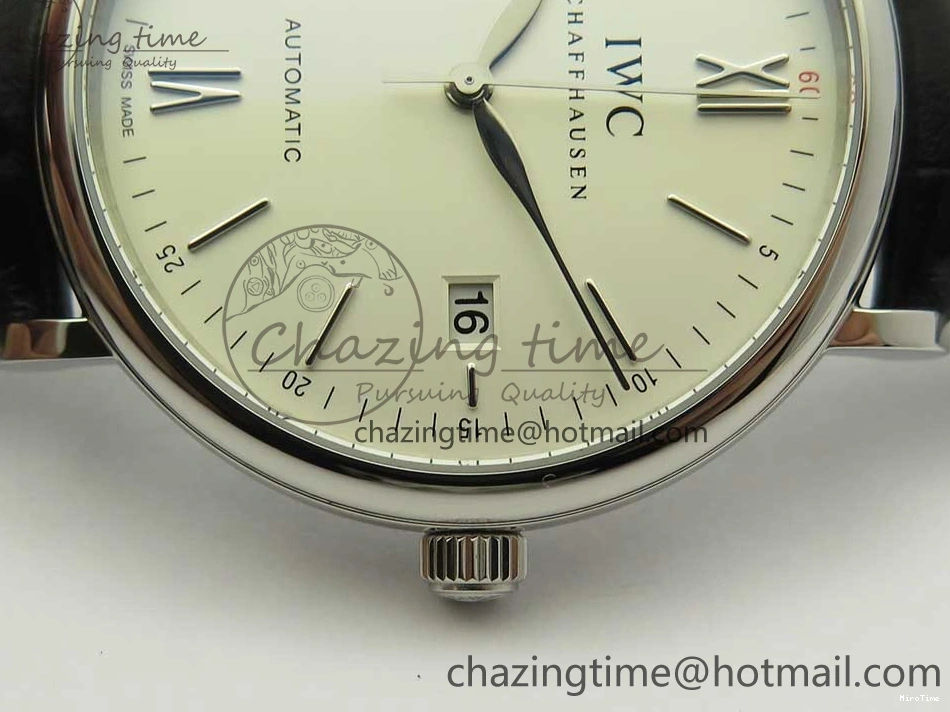 MIROTIME 0217 Portofino Automatic SS FKF 1:1 Best Edition White Dial SS Markers on Black Leather Strap A QuickDry 7138